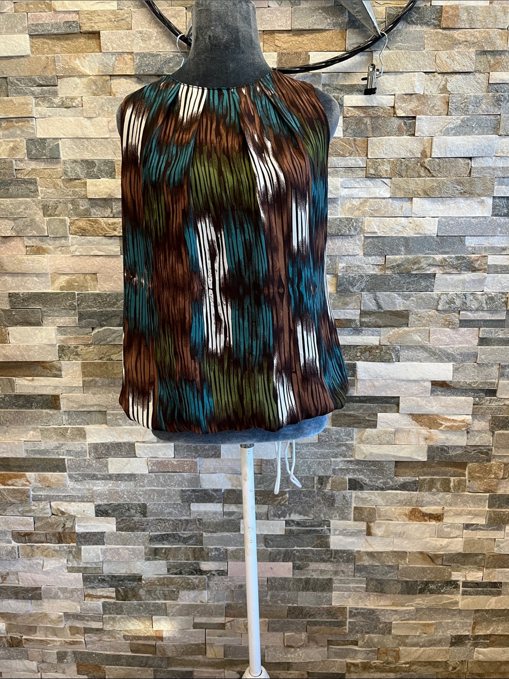 Cato Multicolor Halter Neck Printed Blouse - Brown, Teal, Olive, White